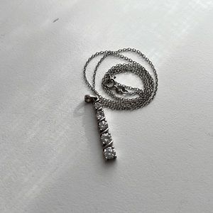 Sterling Silver Cubic Zirconia 5 Stone Necklace